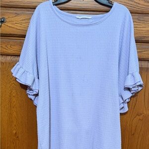 Vine & Love Light Purple Ruffle Sleeve Blouse